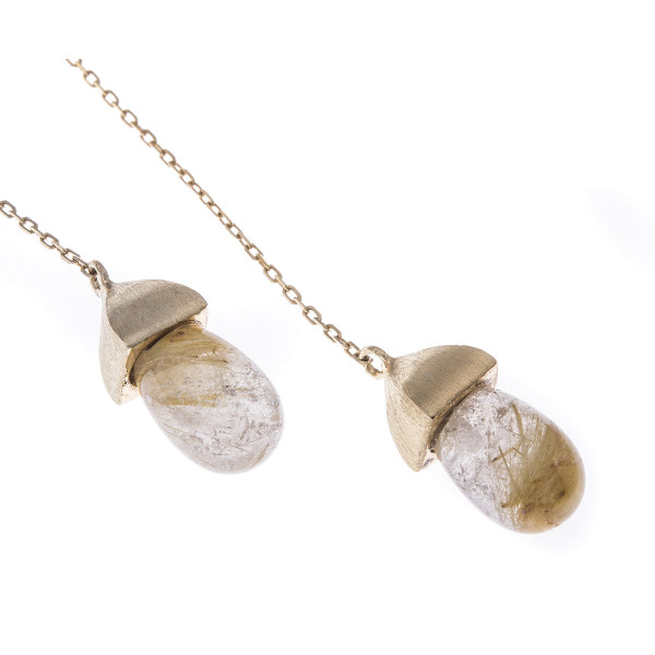 Gold Plated Sterling Silver & Rutilated Quartz Necklace
