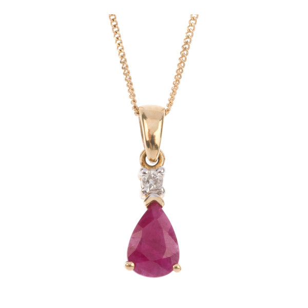 9ct Yellow Gold 0.80ct Ruby & Diamond Pendant