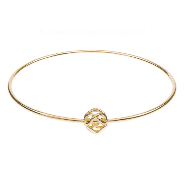 9ct Yellow Gold Infinity Charm Bangle