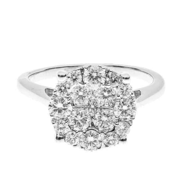 18ct White Gold 1.00ct Diamond Cluster Ring