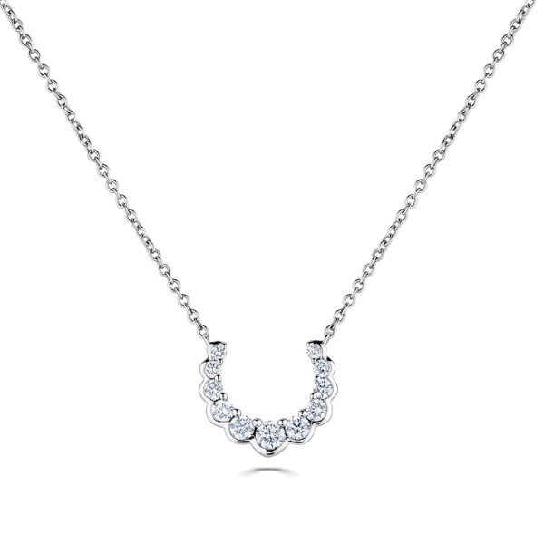 18ct White Gold Diamond Horseshoe Necklace