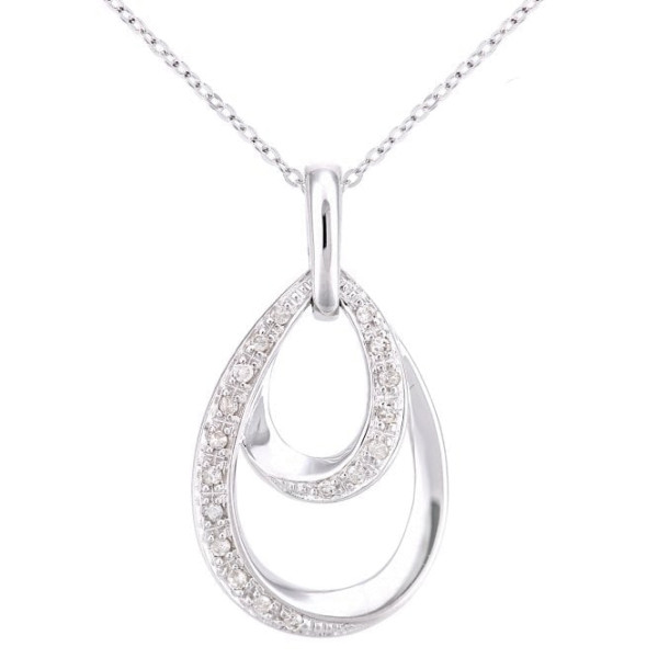 9ct White Gold & Diamond Pendant