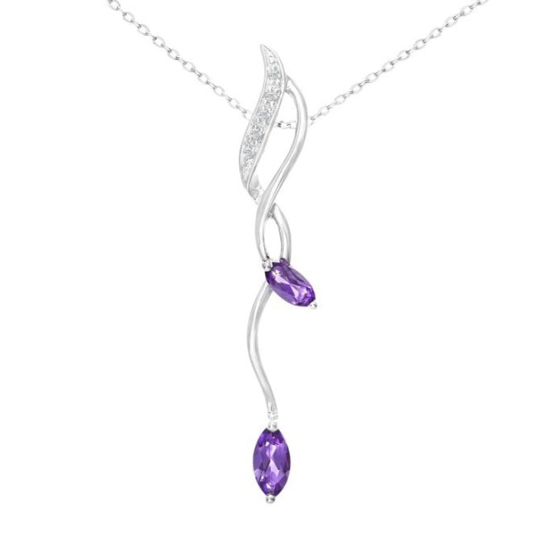 9ct White Gold Diamond & 0.25ct Amethyst Pendant