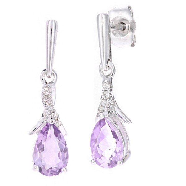 9ct White Gold 0.75ct Amethyst Drop Earrings