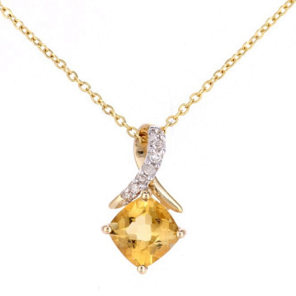9ct Yellow Gold Diamond & 0.50ct Citrine Pendant