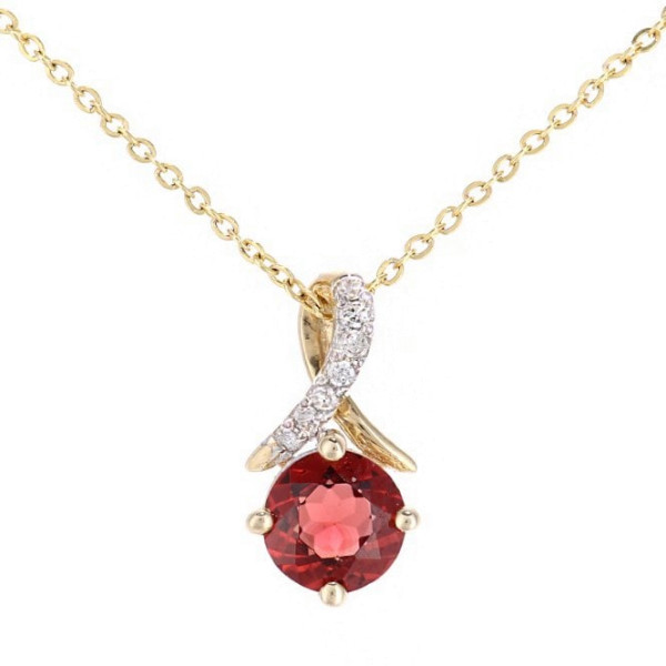 9ct Yellow Gold Diamond & 0.50ct Garnet Pendant