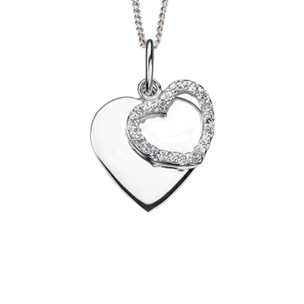 Cubic Zirconia & Sterling Silver Heart Pendant