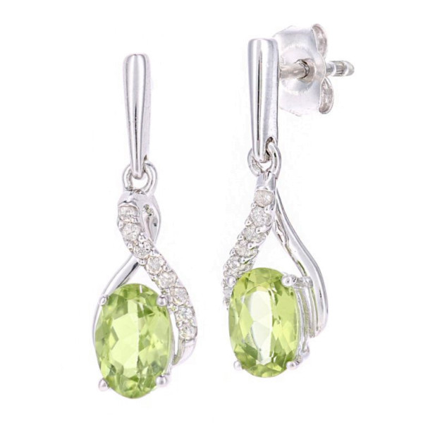 9ct White Gold 0.90ct Peridot Drop Earrings