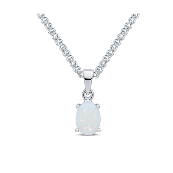 9ct White Gold 0.42ct Opal Pendant 