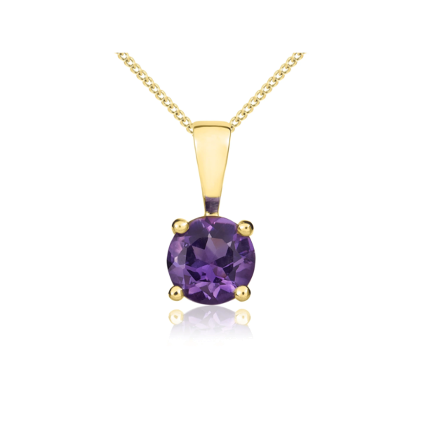 9ct Yellow Gold 0.40ct Amethyst Solitaire Pendant 