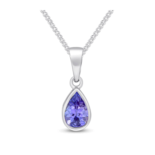 9ct White Gold 0.65ct Tanzanite Solitaire Pendant