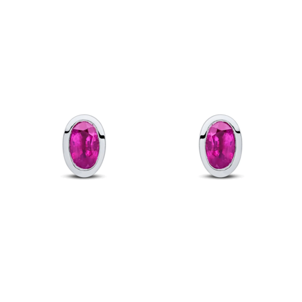 9ct White Gold 0.50ct Oval Ruby Solitaire Stud Earrings