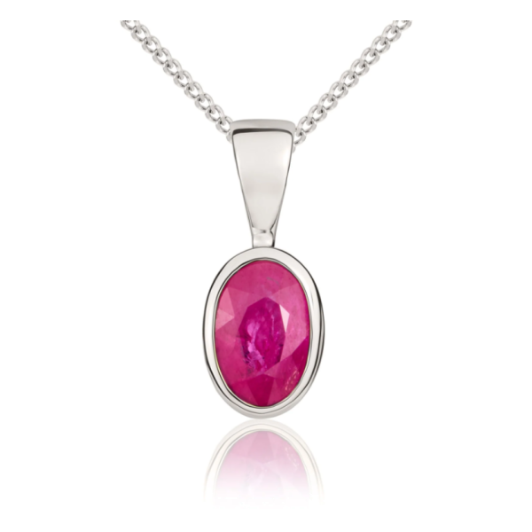 9ct White Gold 0.50ct Oval Ruby Solitaire Pendant