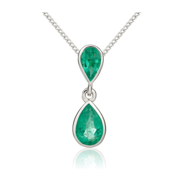  9ct White Gold 0.71cct Emerald Pendant 