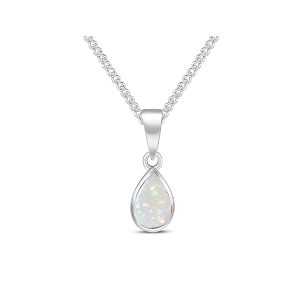 9ct White Gold 0.40ct Opal Solitaire Pendant