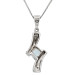 9ct White Gold Aquamarine & Diamond Wave Pendant