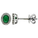 18ct White Gold Diamond & 0.31ct Emerald Earrings