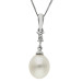 9ct White Gold Pearl & Diamond Pendant