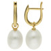 9ct Yellow Gold Cultured River Pearl Huggie Hoop Drop Earrings