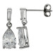 Sterling Silver Double Cubic Zirconia Pear Drop Earrings 
