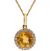 18ct Yellow Gold Citrine & Diamond Halo Pendant