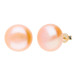 9ct Gold 12mm Freshwater Peach Button Pearl Earrings