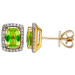 9ct Yellow Gold Peridot & Diamond Halo Stud Earrings
