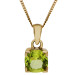 9ct Yellow Gold 6mm Peridot Solitaire Cushion Shape Pendant 