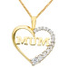 9ct Yellow Gold Cubic Zirconia Mum Heart Pendant