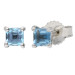 9ct White Gold 3mm Aquamarine Solitaire Square Shape Stud Earrings 