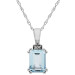 9ct White Gold Aquamarine & Diamond Pendant Necklace