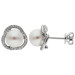 18ct White Gold Pearl & Diamond Fancy Halo Stud Earrings