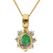 9ct Yellow & White Gold Emerald & Diamond Cluster Pendant
