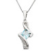 9ct White Gold Aquamarine & Diamond Wave Pendant