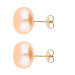 9ct Gold 12mm Freshwater Peach Button Pearl Earrings