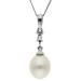 9ct White Gold Pearl & Diamond Pendant