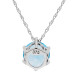 9ct White Gold Blue Topaz Solitaire Pendant Necklace