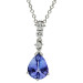 18ct White Gold Tanzanite & Diamond Pendant