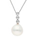 18ct White Gold 7.5-8mm Teardrop Cultured River Pearl & Diamond Pendant