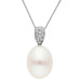 18ct White Gold 9-10mm Teardrop Cultured River Pearl & Diamond Pendant