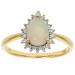 18ct Yellow Gold Opal & Diamond Pear Shape Halo Cluster Ring