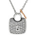 18ct White Gold Diamond Padlock & Rose Gold Key Necklace
