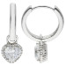 Diamonfire Heart Cubic Zirconia Drop Charm Sterling Silver Hoop Earrings