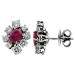 Certified 14ct White Gold Ruby & Diamond Cluster Earrings