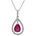 18ct White Gold Ruby & Diamond Pear Shape Fancy Drop Pendant