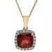 9ct Yellow Gold Garnet & Diamond Halo Cluster Pendant