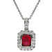 18ct White Gold Diamond & Ruby & Pendant