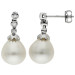 18ct White Gold Freshwater Pearl & Diamond Drop Earrings