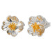 Silver & Yellow Gold Primrose Flower Stud Earrings