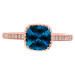 9ct Rose Gold London Blue Topaz & Diamond Cushion Ring